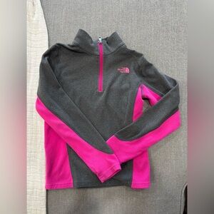 The North Face Gray and Pink Quarter-Zip Pullover Kids